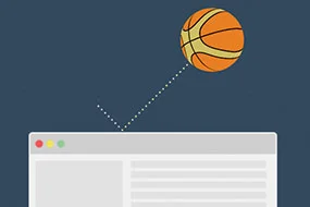 pelota de básquet rebotando en una pantalla de monito